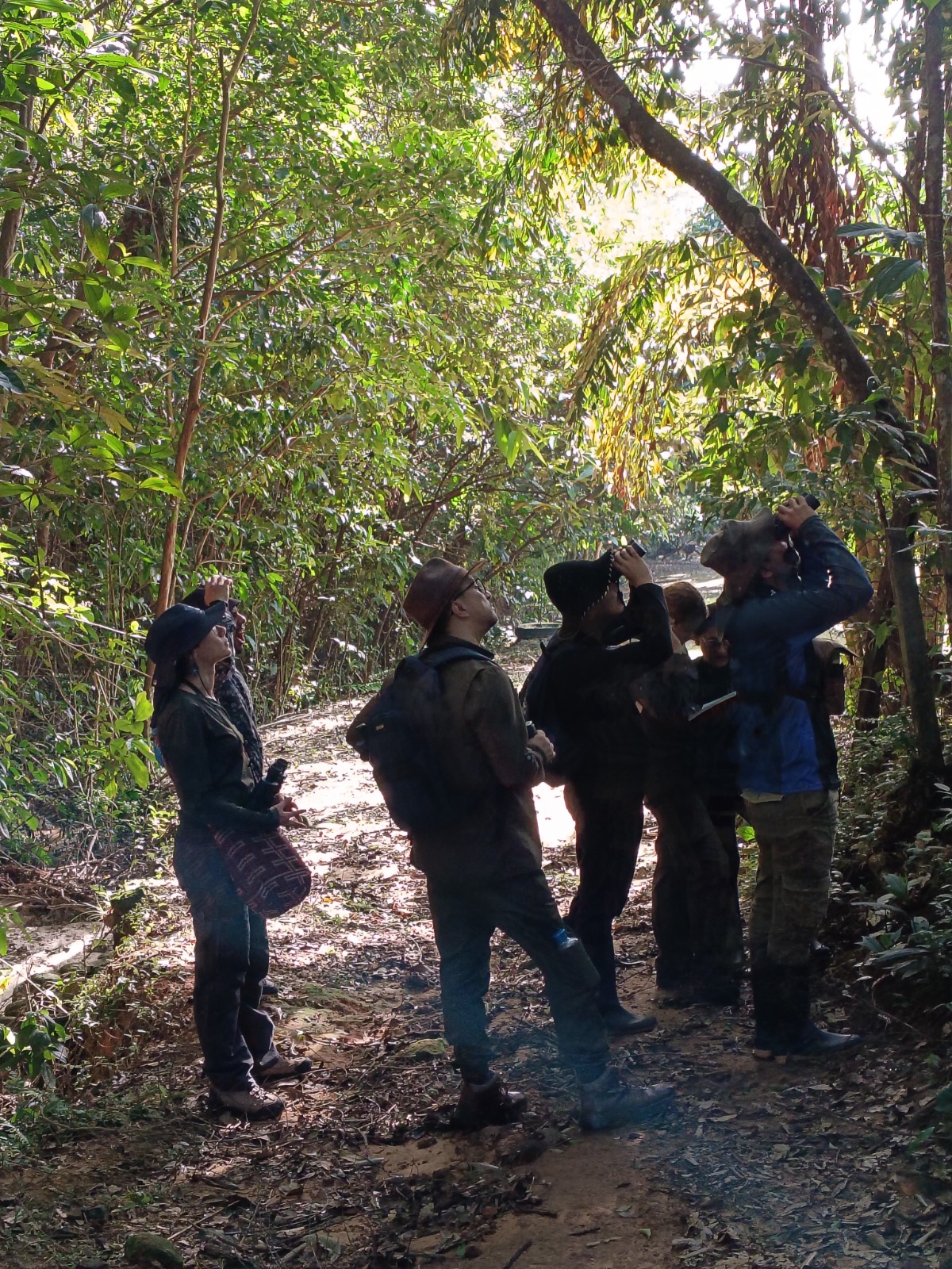 Guía con turistas en la naturaleza de la Fundación